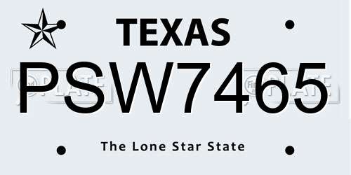 PSW7465 Texas License Plate