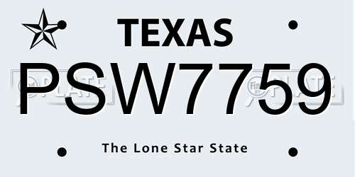PSW7759 Texas License Plate
