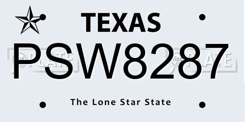 PSW8287 Texas License Plate