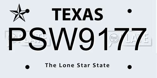 PSW9177 Texas License Plate