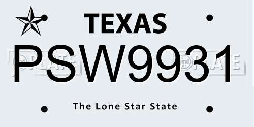 PSW9931 Texas License Plate