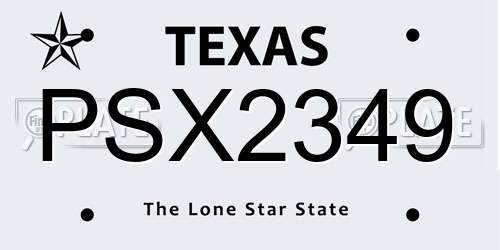 PSX2349 Texas License Plate