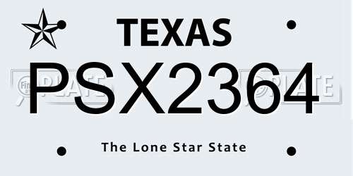 PSX2364 Texas License Plate