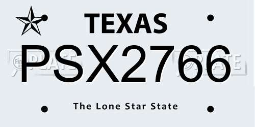 PSX2766 Texas License Plate