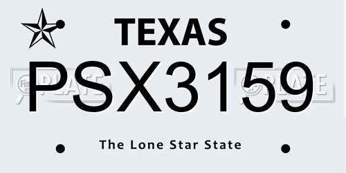PSX3159 Texas License Plate