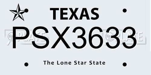 PSX3633 Texas License Plate
