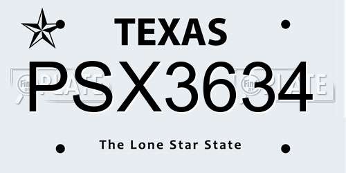PSX3634 Texas License Plate