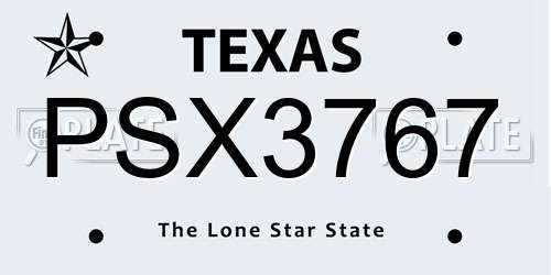 PSX3767 Texas License Plate