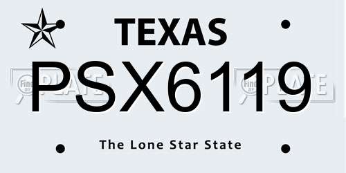 PSX6119 Texas License Plate