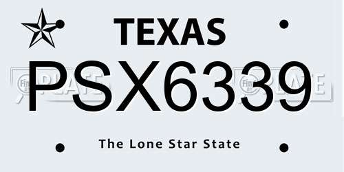 PSX6339 Texas License Plate