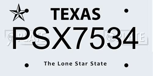 PSX7534 Texas License Plate