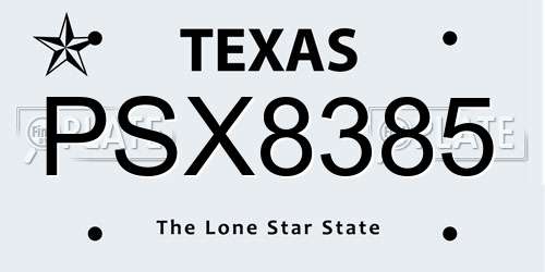 PSX8385 Texas License Plate