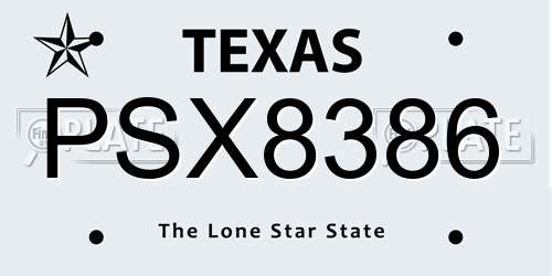 PSX8386 Texas License Plate