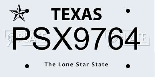 PSX9764 Texas License Plate