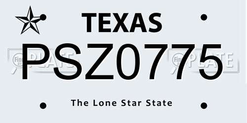 PSZ0775 Texas License Plate