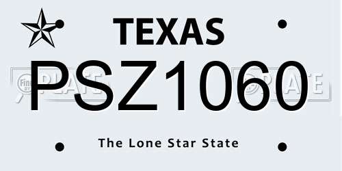 PSZ1060 Texas License Plate