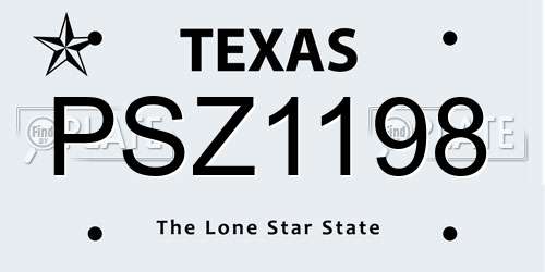 PSZ1198 Texas License Plate