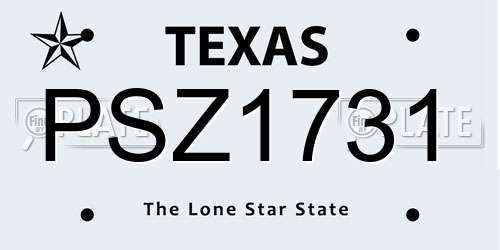 PSZ1731 Texas License Plate