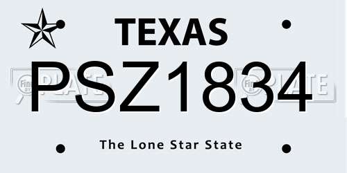 PSZ1834 Texas License Plate