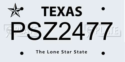 PSZ2477 Texas License Plate