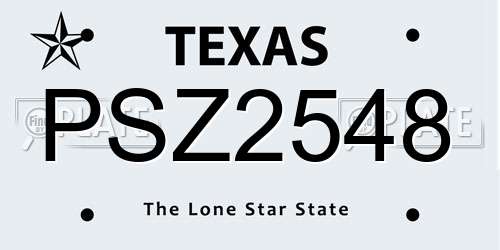PSZ2548 Texas License Plate