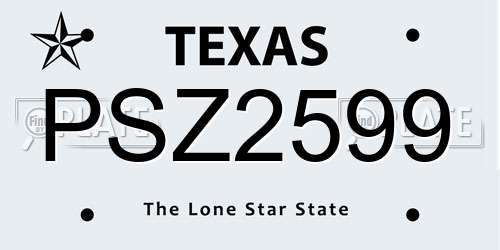 PSZ2599 Texas License Plate