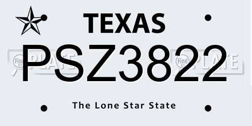 PSZ3822 Texas License Plate