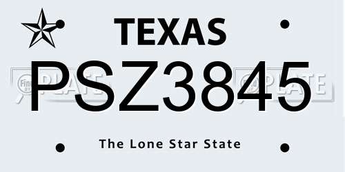 PSZ3845 Texas License Plate