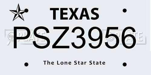 PSZ3956 Texas License Plate
