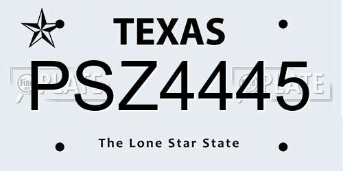 PSZ4445 Texas License Plate