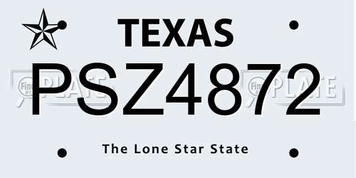 PSZ4872 Texas License Plate