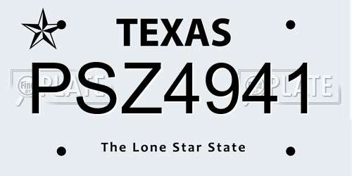 PSZ4941 Texas License Plate