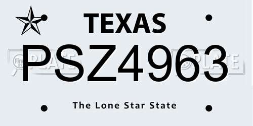 PSZ4963 Texas License Plate