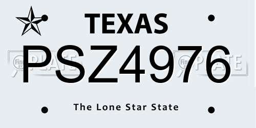 PSZ4976 Texas License Plate