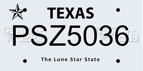 PSZ5036 Texas License Plate