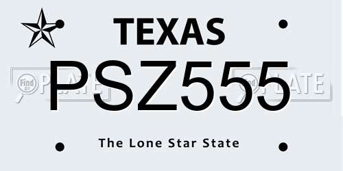 PSZ555 Texas License Plate