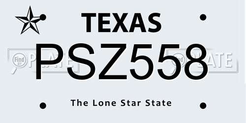 PSZ558 Texas License Plate