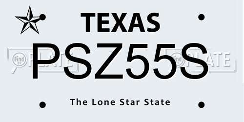 PSZ55S Texas License Plate