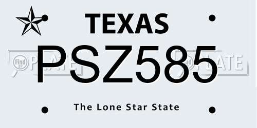 PSZ585 Texas License Plate