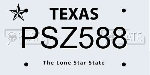 PSZ588 Texas License Plate