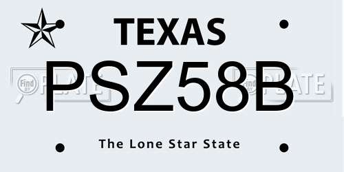 PSZ58B Texas License Plate