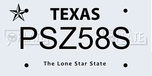 PSZ58S Texas License Plate