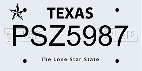 PSZ5987 Texas License Plate
