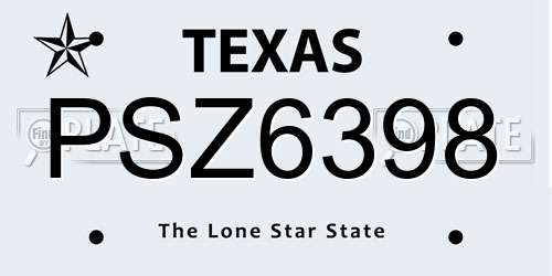 PSZ6398 Texas License Plate