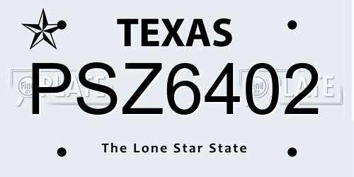 PSZ6402 Texas License Plate