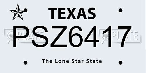 PSZ6417 Texas License Plate