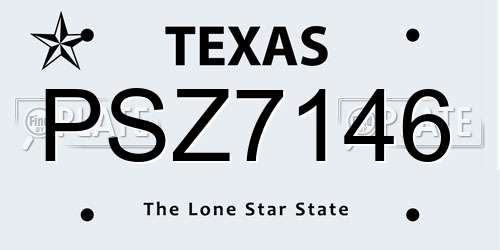 PSZ7146 Texas License Plate