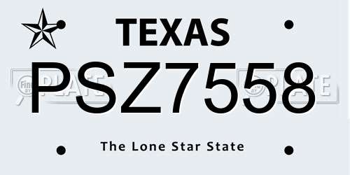 PSZ7558 Texas License Plate