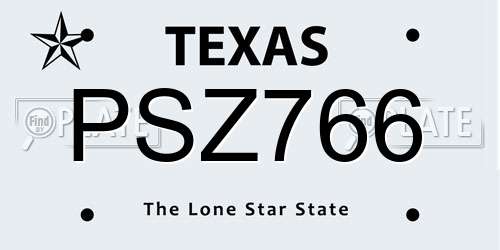 PSZ766 Texas License Plate