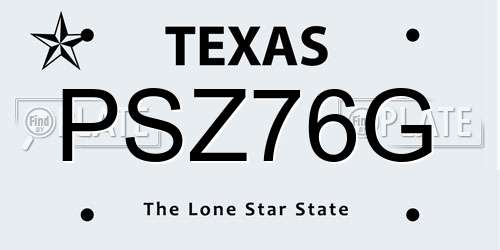 PSZ76G Texas License Plate